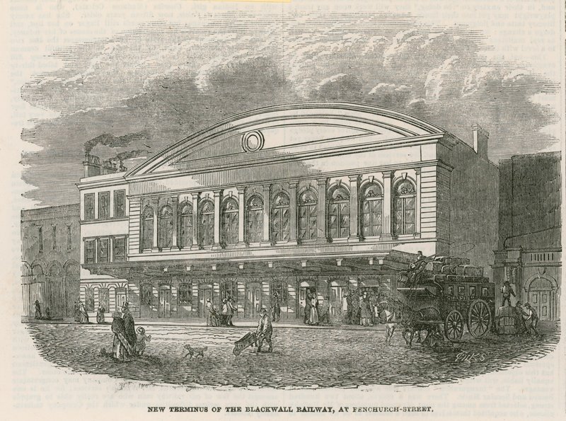 Nieuw eindpunt van de Blackwall Railway bij Fenchurch Street, Londen door English School