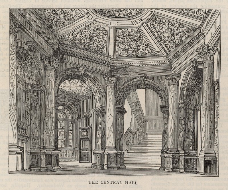 Nieuw gebouw van de Constitutional Club in Northumberland Avenue: De Centrale Hal door English School