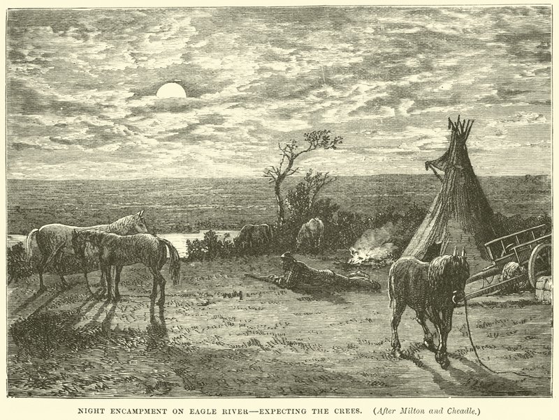Nachtkamp aan de Eagle River, in afwachting van de Crees door English School