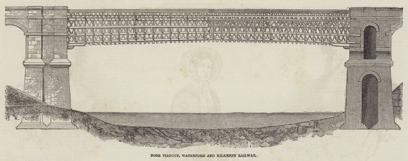 Nore-viaduct, Waterford en Kilkenny Railway (gravure) door English School