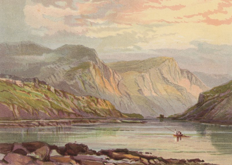 Noorden van Wales, Llyn Ogwen (kleur litho) door English School