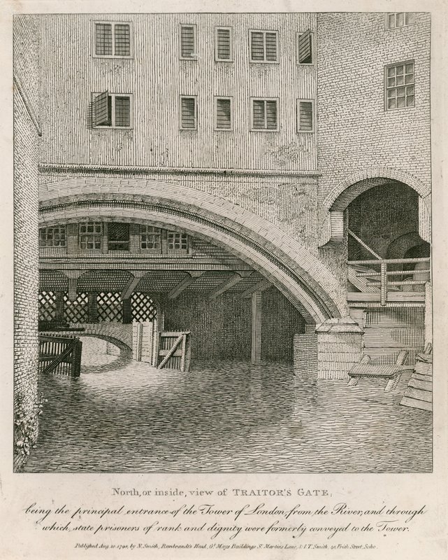 Noord- of binnenaanzicht van Traitors Gate door English School