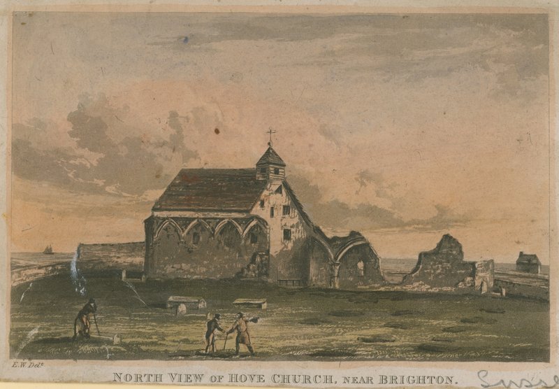 Noordelijk uitzicht op de kerk van Hove door English School