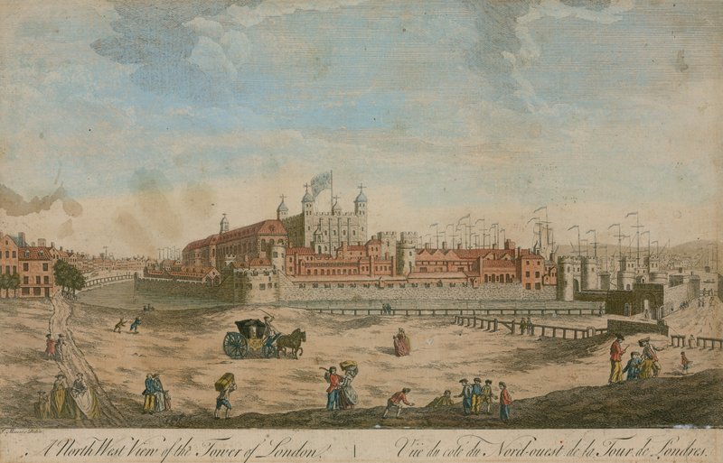Noordwestelijk uitzicht op de Tower of London door English School