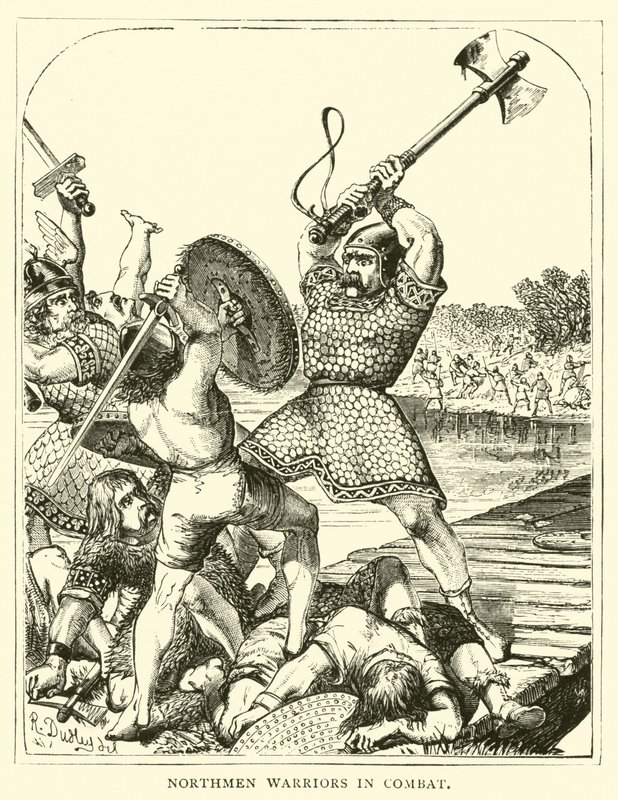 Noormannen krijgers in gevecht door English School