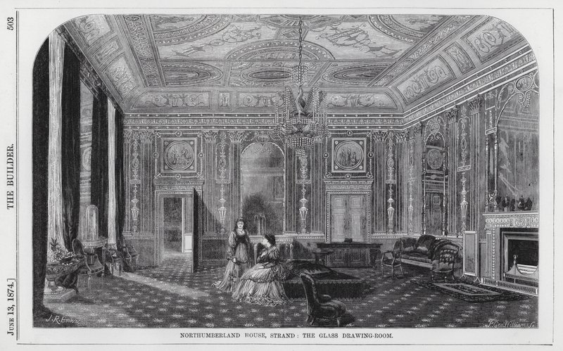 Northumberland House, Strand, de Glastekenkamer (gravure) door English School
