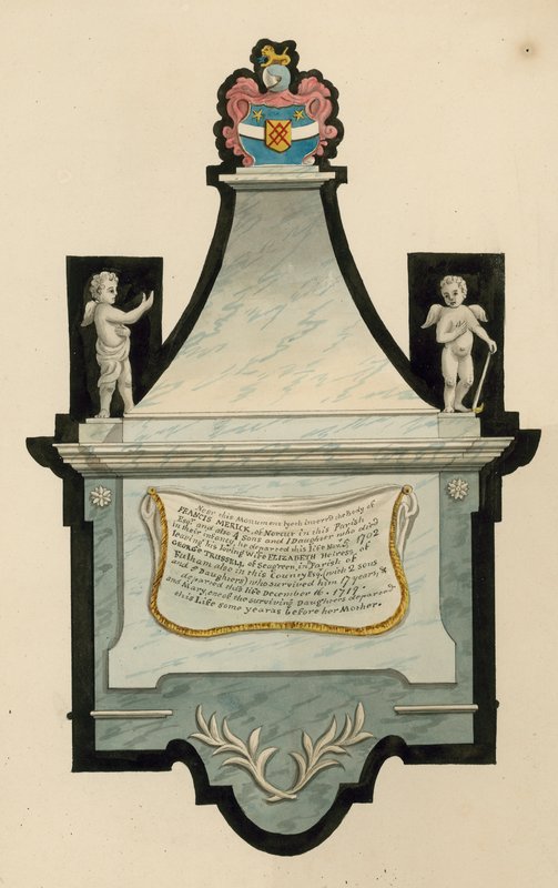 Norwood Cemetery; graf van Francis Merick van Norcut, overleden in 1702 door English School