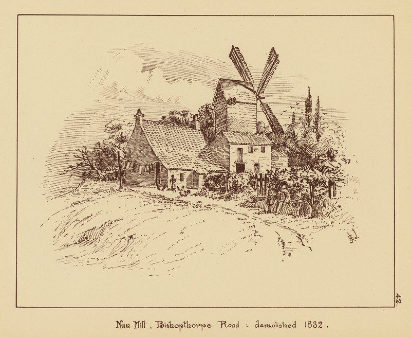 Nun Mill, Bishopthorpe Road, gesloopt in 1882 door English School
