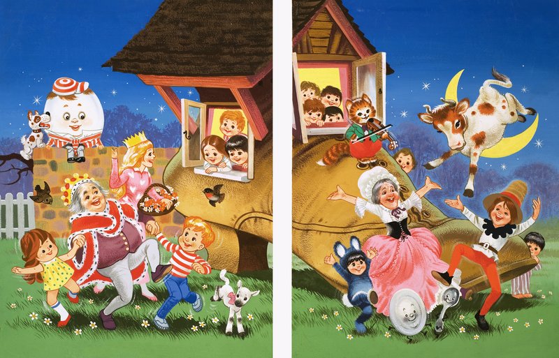 Personages uit kinderrijmpjes door English School