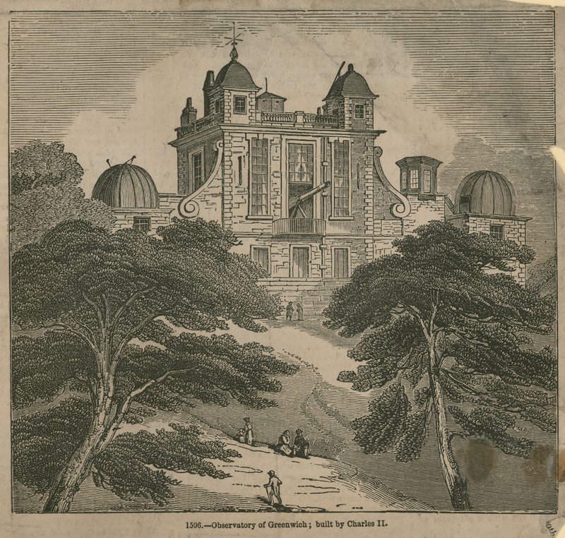 Observatorium in Greenwich, Londen, gebouwd door Charles II door English School