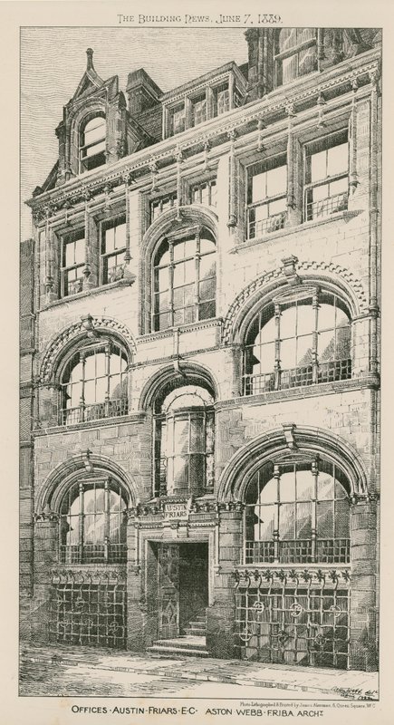 Kantoren, Austin Friars, Londen EC, Aston Webb, architect door English School