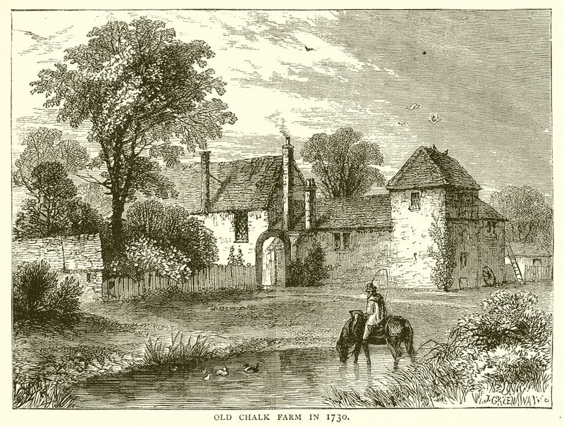 Oude Chalk Farm in 1730 door English School