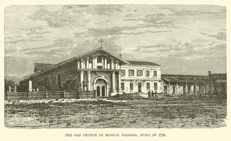 Oude Kerk van Mission Dolores, gebouwd in 1776 door English School