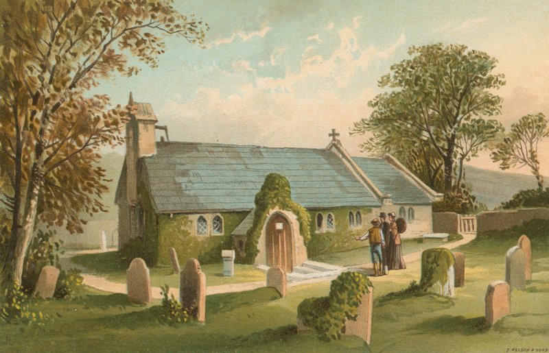 Oude kerk van St. Lawrence--Isle of Wight (de kleinste kerk in Engeland) door English School