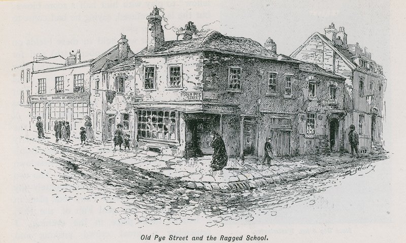 Oude Pye Street en de Ragged School door English School