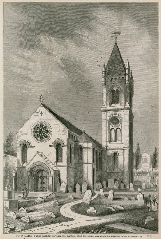 Oude St Pancras Kerk, Londen, onlangs gerestaureerd en vergroot door English School