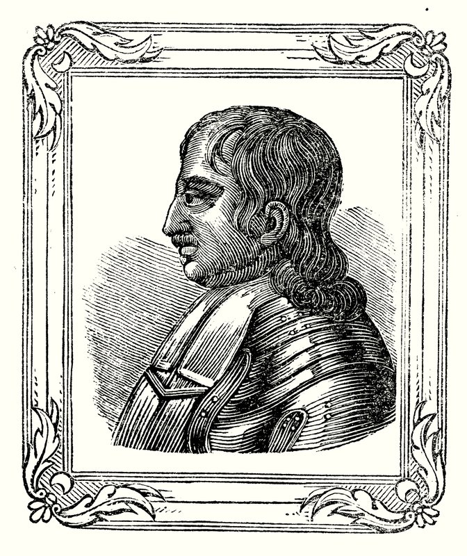 Oliver Cromwell werd geboren in 1599, werd Protector in 1653 en stierf in 1658 door English School
