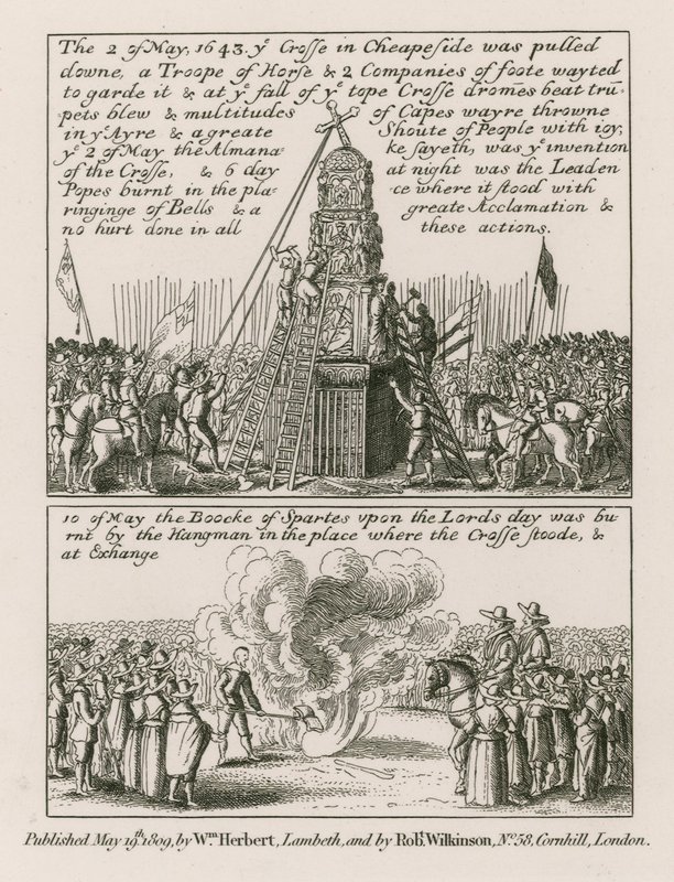 Op 2 mei 1643 werd het kruis in Cheapside, Londen, neergehaald door English School