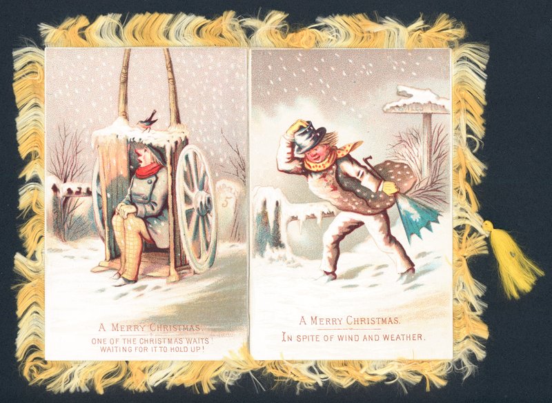 Eén Man Wachtend, Eén Man Wandelend, Kerstkaart door English School