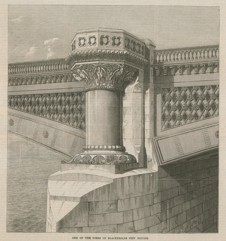 Een van de pijlers van de nieuwe Blackfriars Bridge door English School