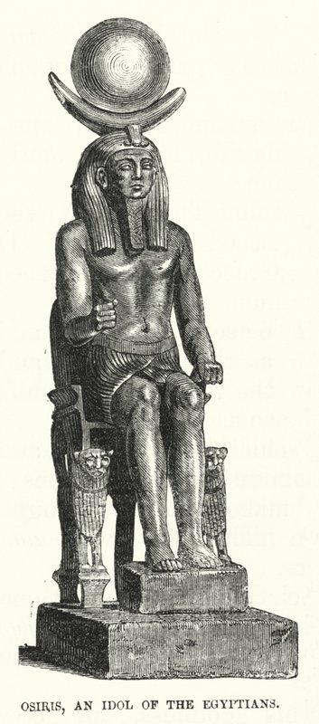 Osiris, een idool van de Egyptenaren (gravure) door English School