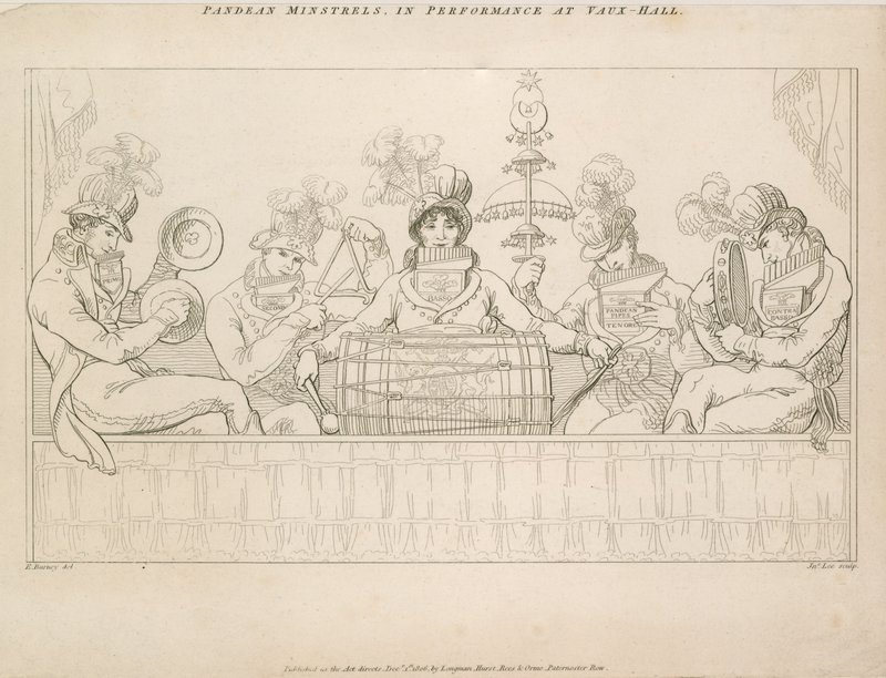 Padean Minstrels in uitvoering in Vauxhall Gardens, Londen door English School