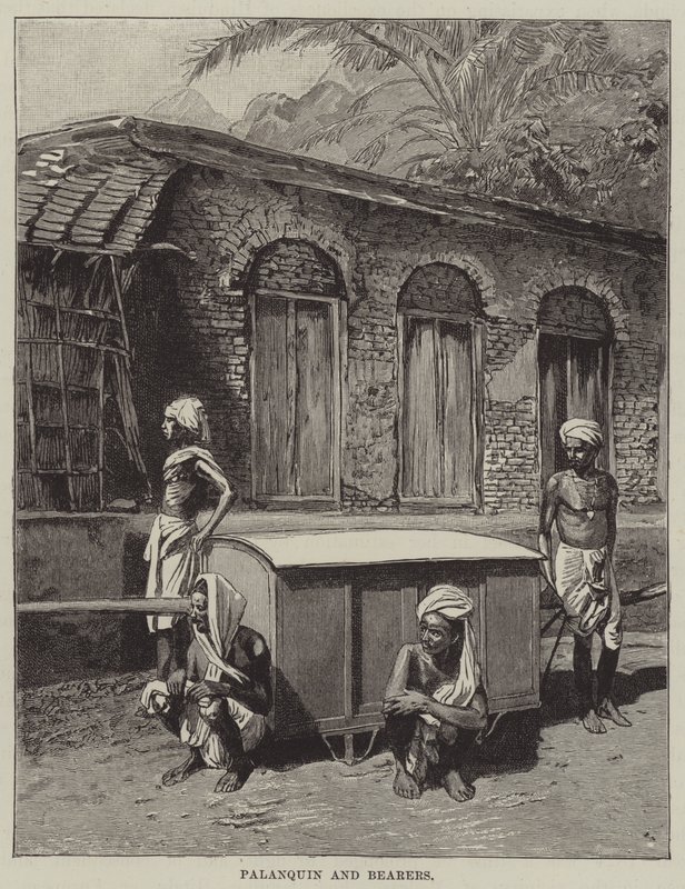 Palanquin en dragers door English School