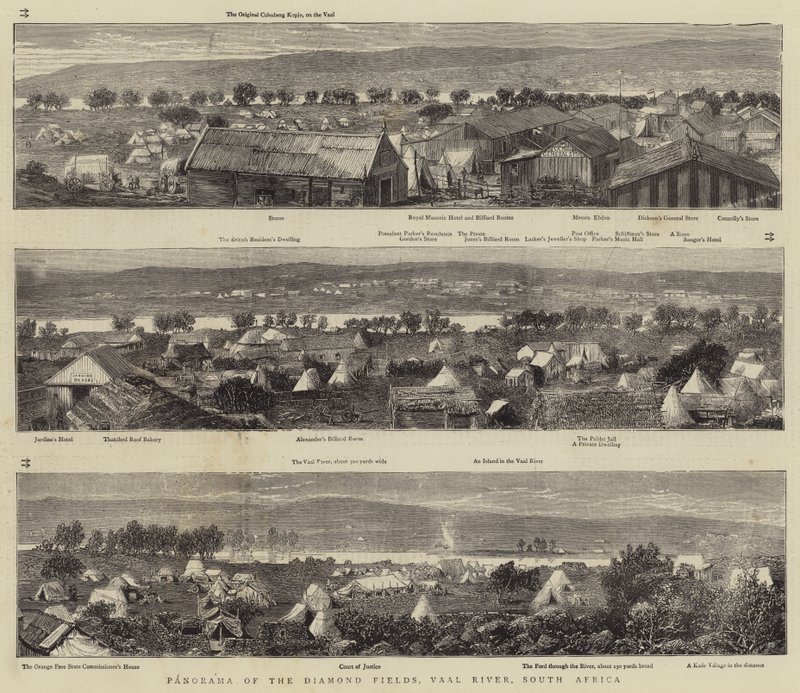 Panorama van de Diamantvelden, Vaalrivier, Zuid-Afrika door English School