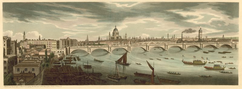 Panoramisch uitzicht over Londen inclusief London Bridge en St. Paul