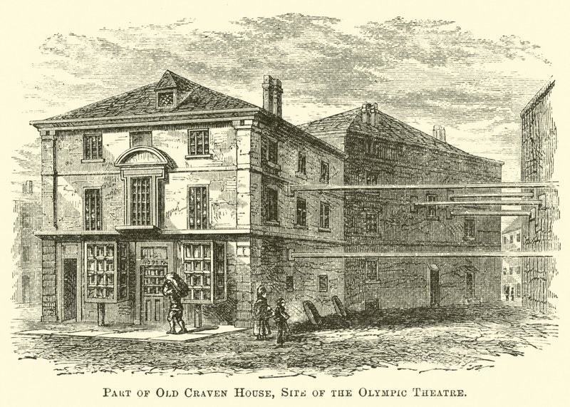 Deel van Old Craven House, locatie van het Olympic Theatre door English School