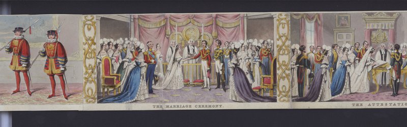Deel van het panorama van het huwelijk van koningin Victoria, ca. 1840 door English School
