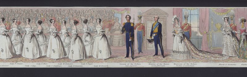 Deel van het panorama van het huwelijk van koningin Victoria, ca. 1840 door English School