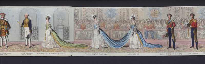 Deel van het panorama van het huwelijk van Koningin Victoria, ca. 1840 door English School