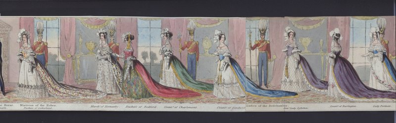 Deel van het panorama van het huwelijk van Koningin Victoria, ca. 1840 door English School