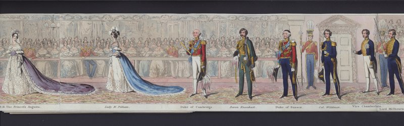 Deel van het panorama van het huwelijk van koningin Victoria, ca. 1840 door English School