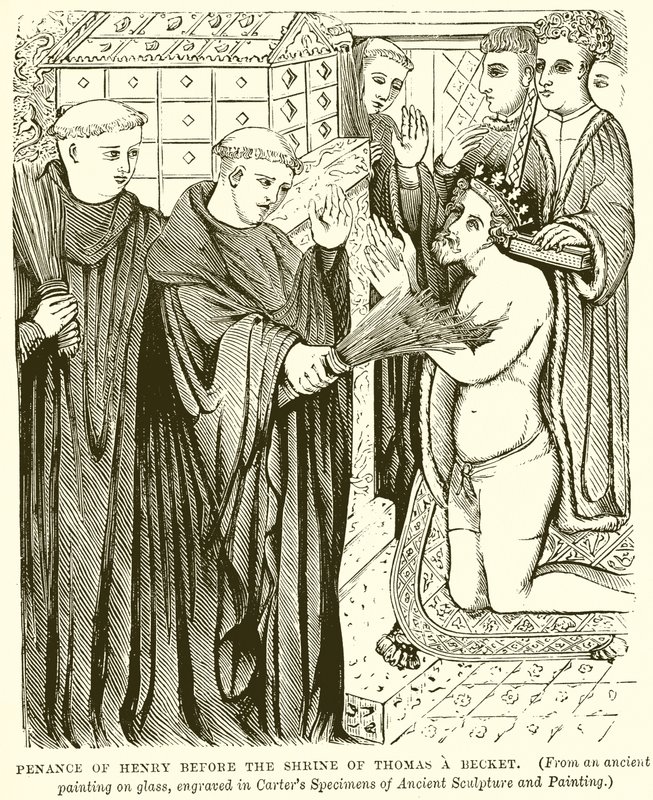Boetedoening van Hendrik voor het heiligdom van Thomas a Becket door English School