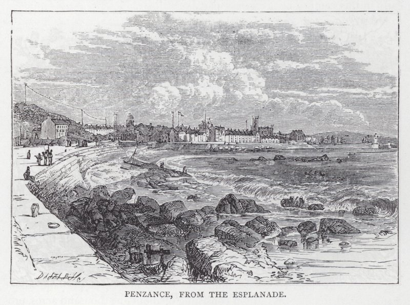 Penzance, vanaf de Esplanade (gravure) door English School