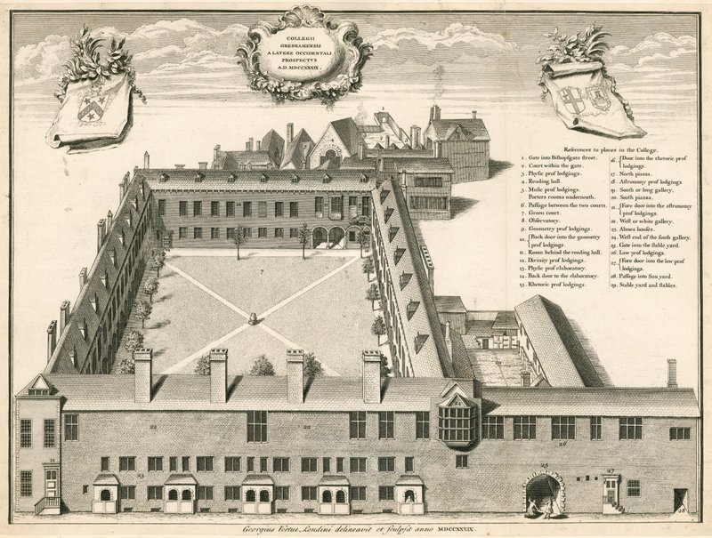 Perspectief van Gresham College, Londen door English School