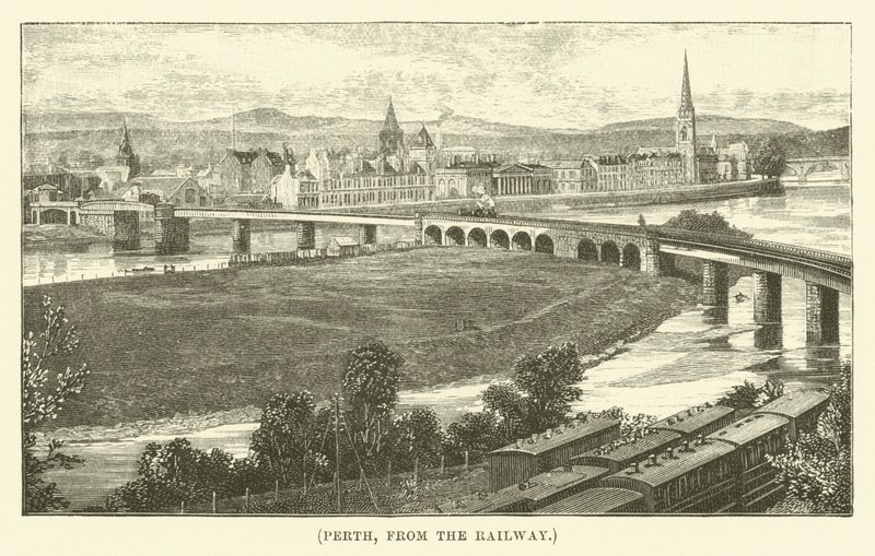 Perth, vanaf de spoorweg (gravure) door English School