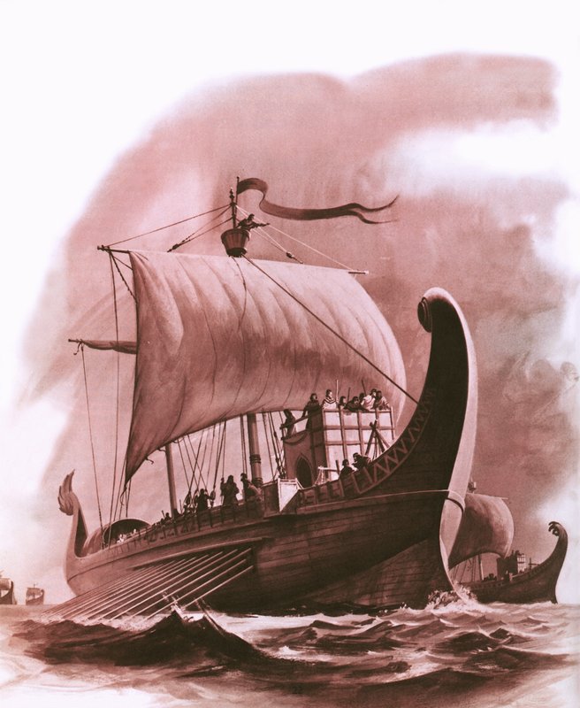 Fenicische vloot zeilt langs de westkust van Afrika rond 500 v.Chr. door English School