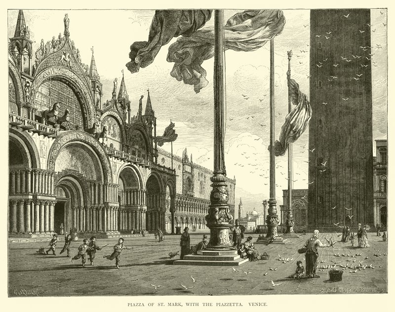 Piazza van San Marco, met de Piazzetta, Venetië door English School