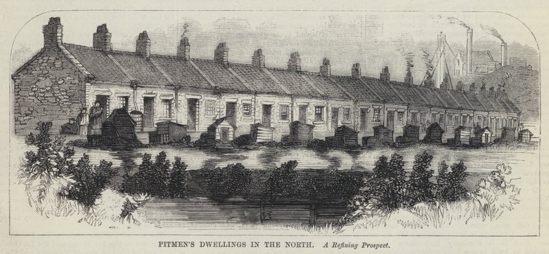 Mijnwerkerswoningen in het noorden (gravure) door English School