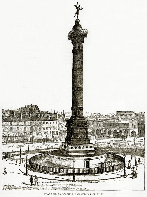 Place de la Bastille en Zuil van Juli, illustratie uit Oud en Nieuw Parijs door H. Sutherland Edwards, 1893 door English School