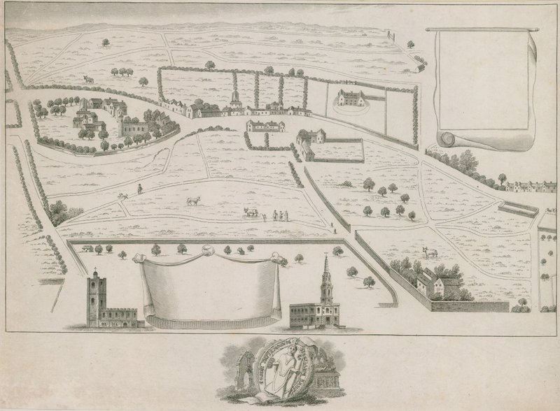 Plan van de noordwestelijke buitenwijken van Londen rond St Giles in the Fields door English School