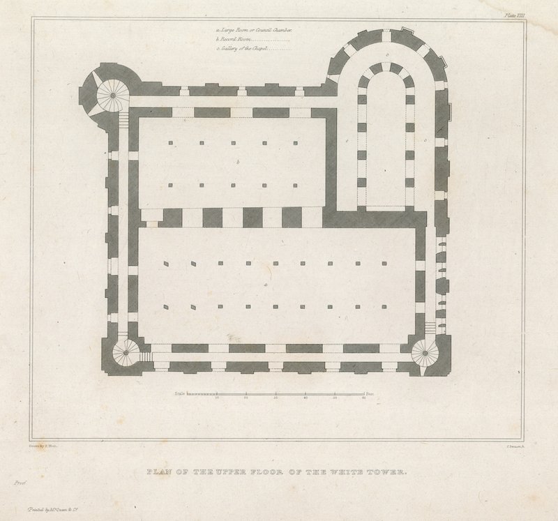 Plattegrond van de bovenverdieping van de Witte Toren door English School