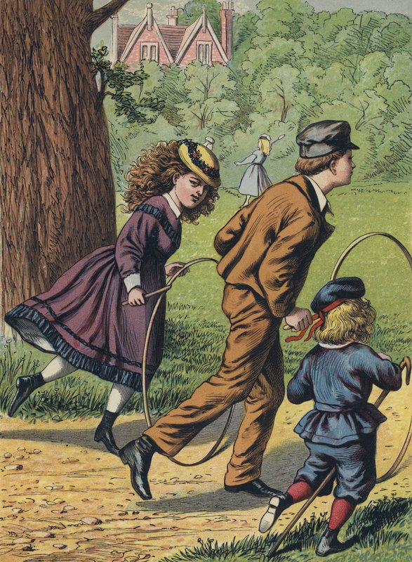 Spelen met hoepels in het park door English School