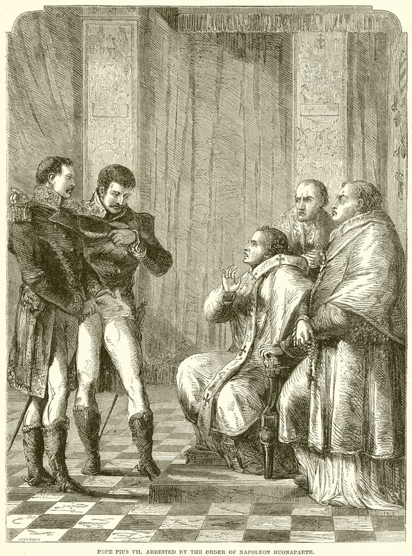 Paus Pius VII gearresteerd op bevel van Napoleon Bonaparte door English School
