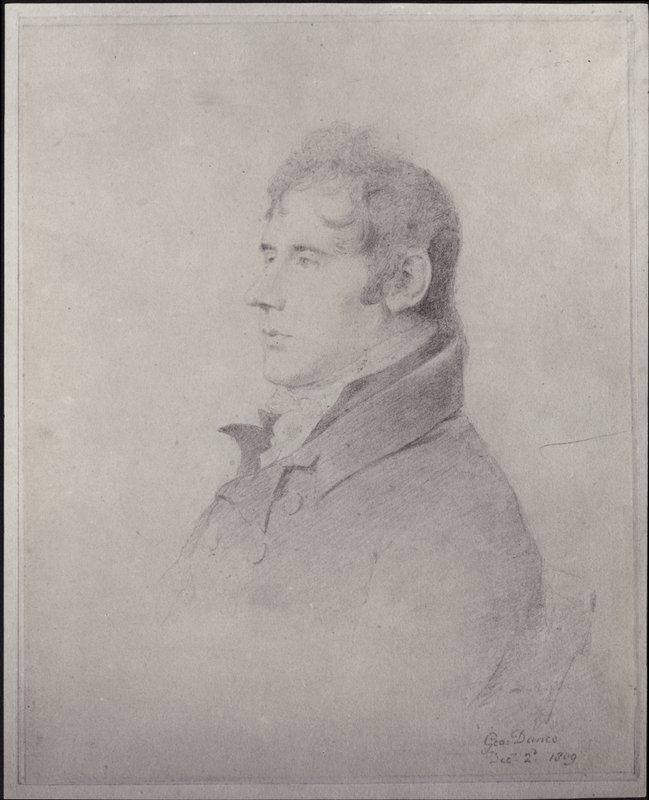 Portret door George Dance de Jongere, architect en portrettekenaar door English School