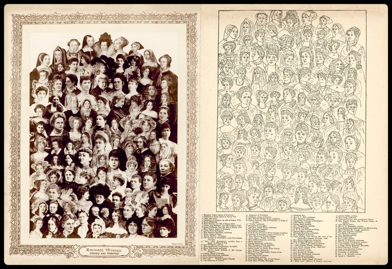 Portretmontage, circa 1910: Eminente vrouwen, literair en historisch door English School