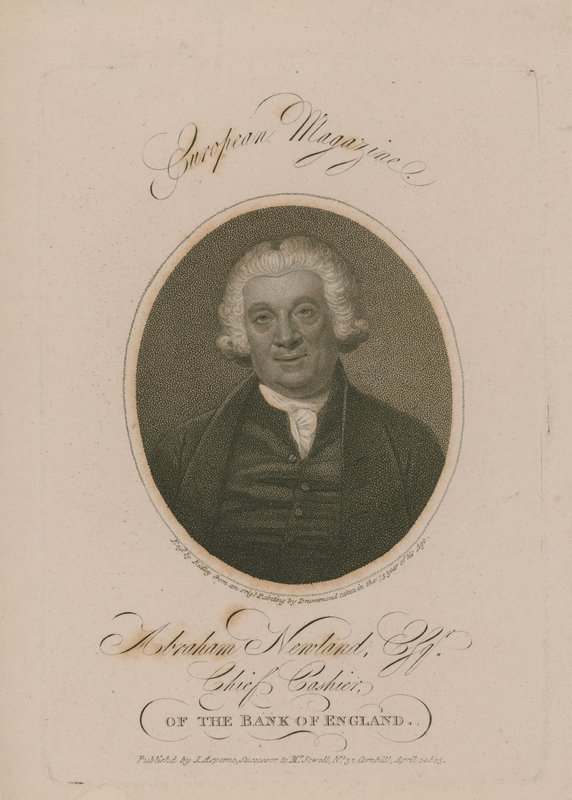 Portret van Abraham Newland door English School